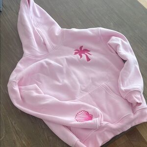 pink palm puff hoodie